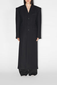 Manteau long en laine - Black & Black