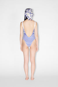 Maillot une pièce marinière imprimé - White & Navy