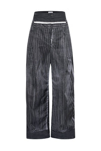 Pantalon à rayures imprimé en satin - Black & White