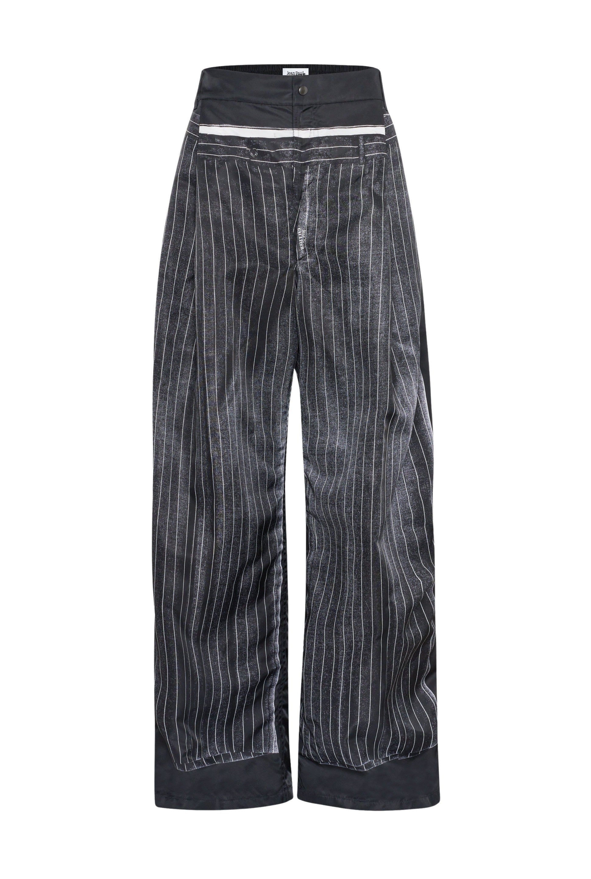 Pantalon à rayures imprimé en satin - Black & White