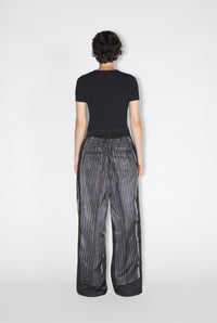 Pantalon à rayures imprimé en satin - Black & White