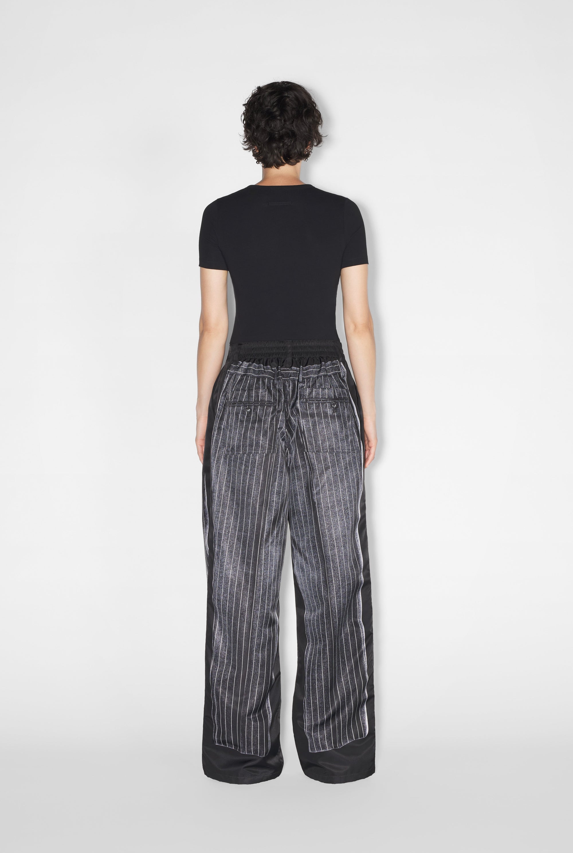 Pantalon à rayures imprimé en satin - Black & White