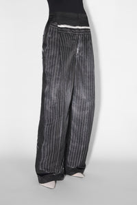 Pantalon à rayures imprimé en satin - Black & White