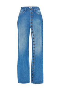 Pantalon boutonné en denim - Vintage Blue