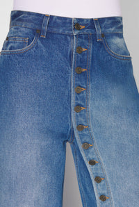 Pantalon boutonné en denim - Vintage Blue