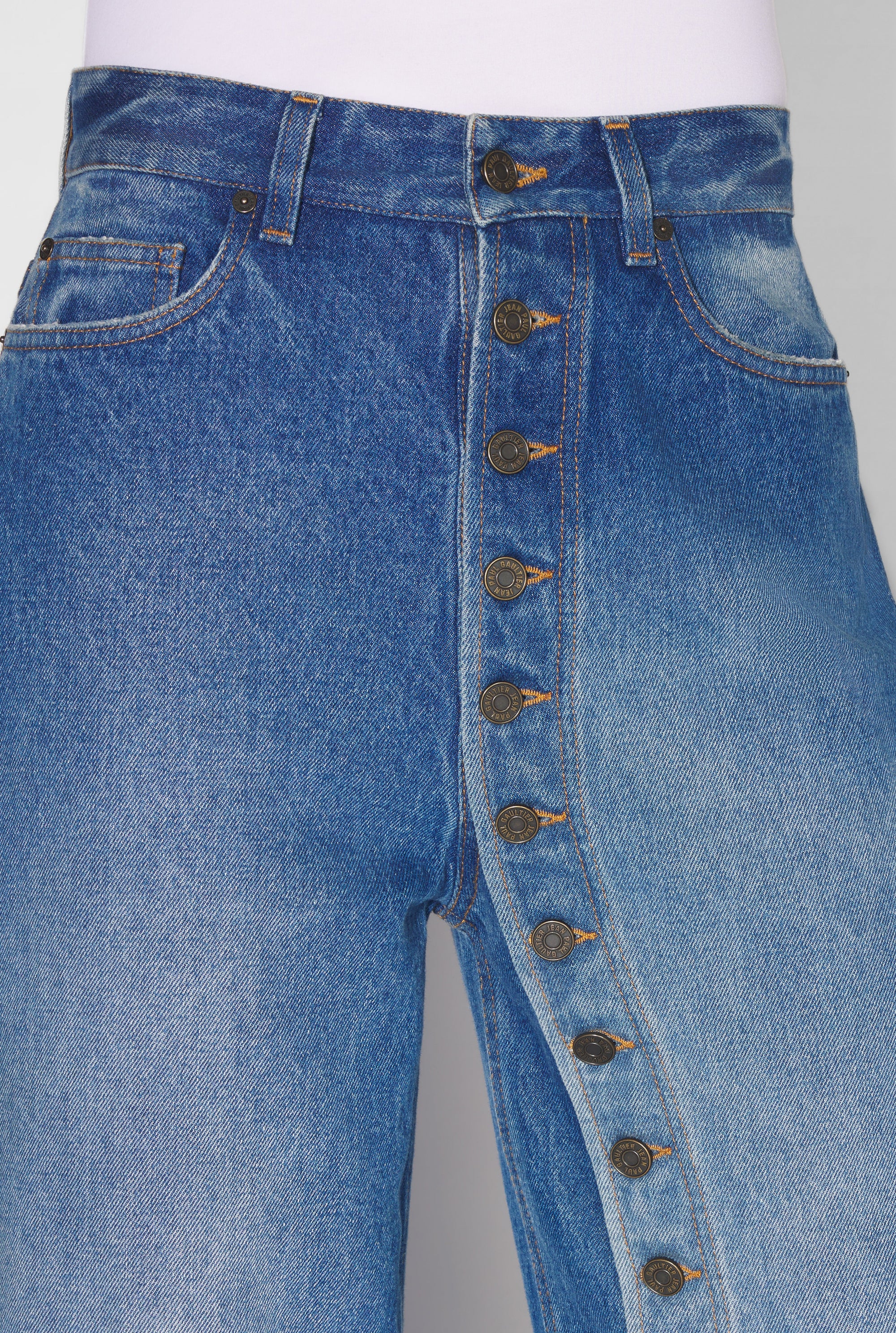 Pantalon boutonné en denim - Vintage Blue