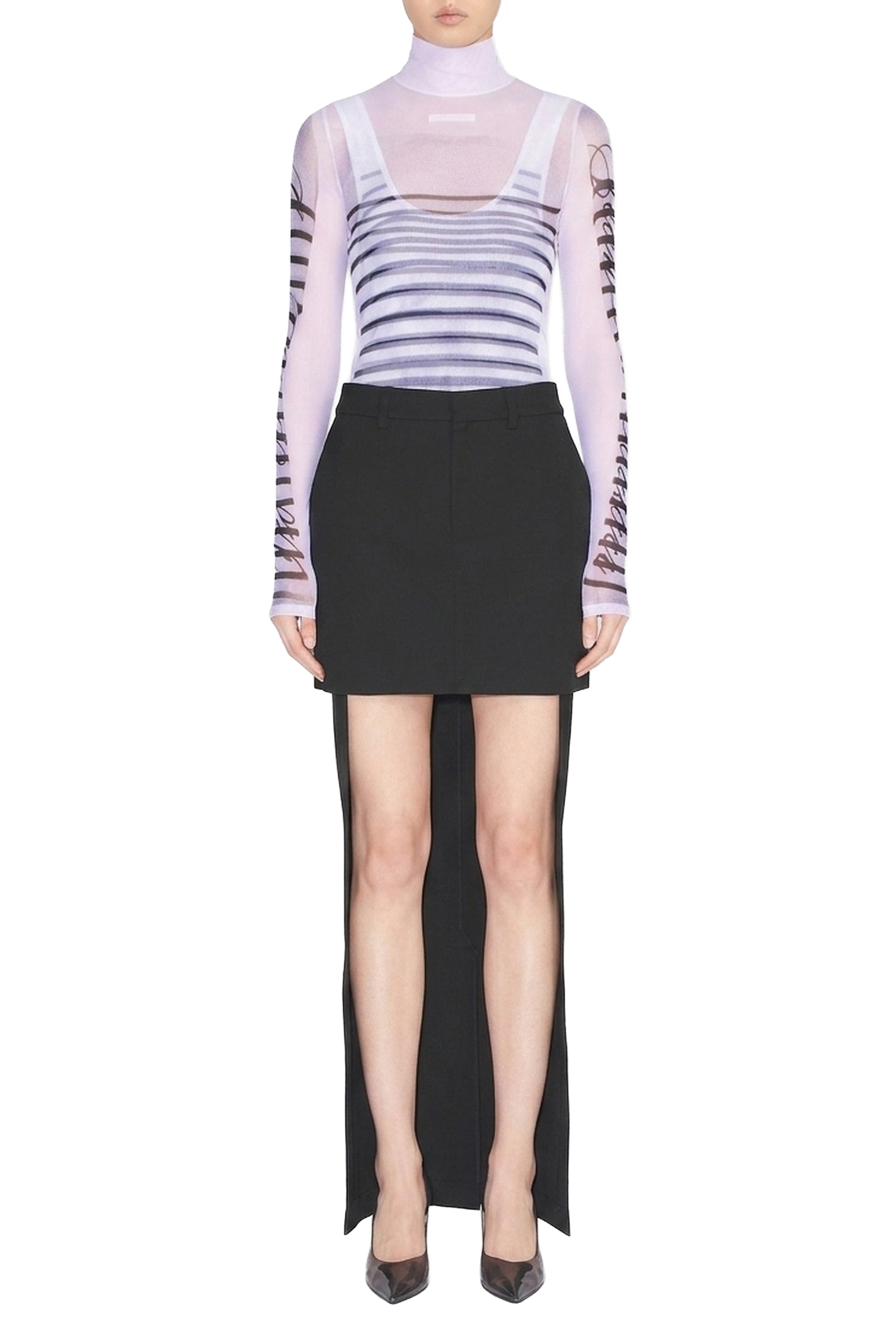 Trousers with wool skirt - Black