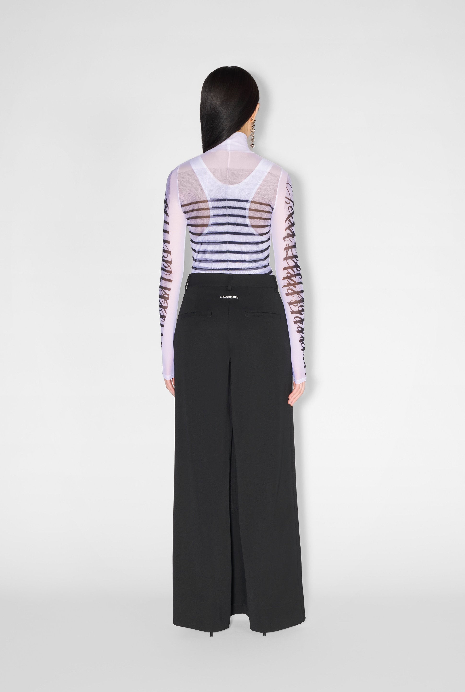 Pantalon avec jupe en laine - Black