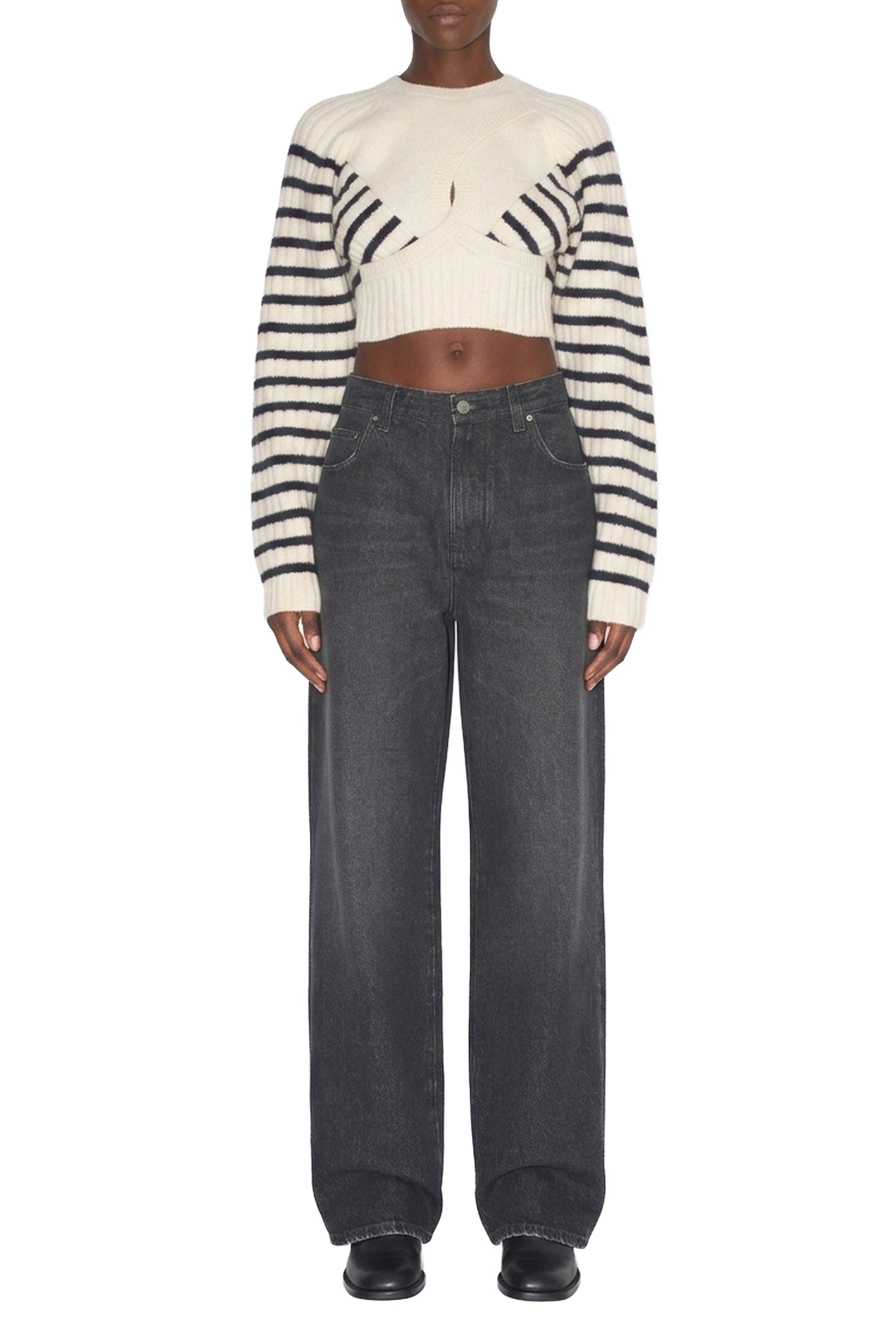Pantalon imprimé au dos en denim - Vintage Black & White
