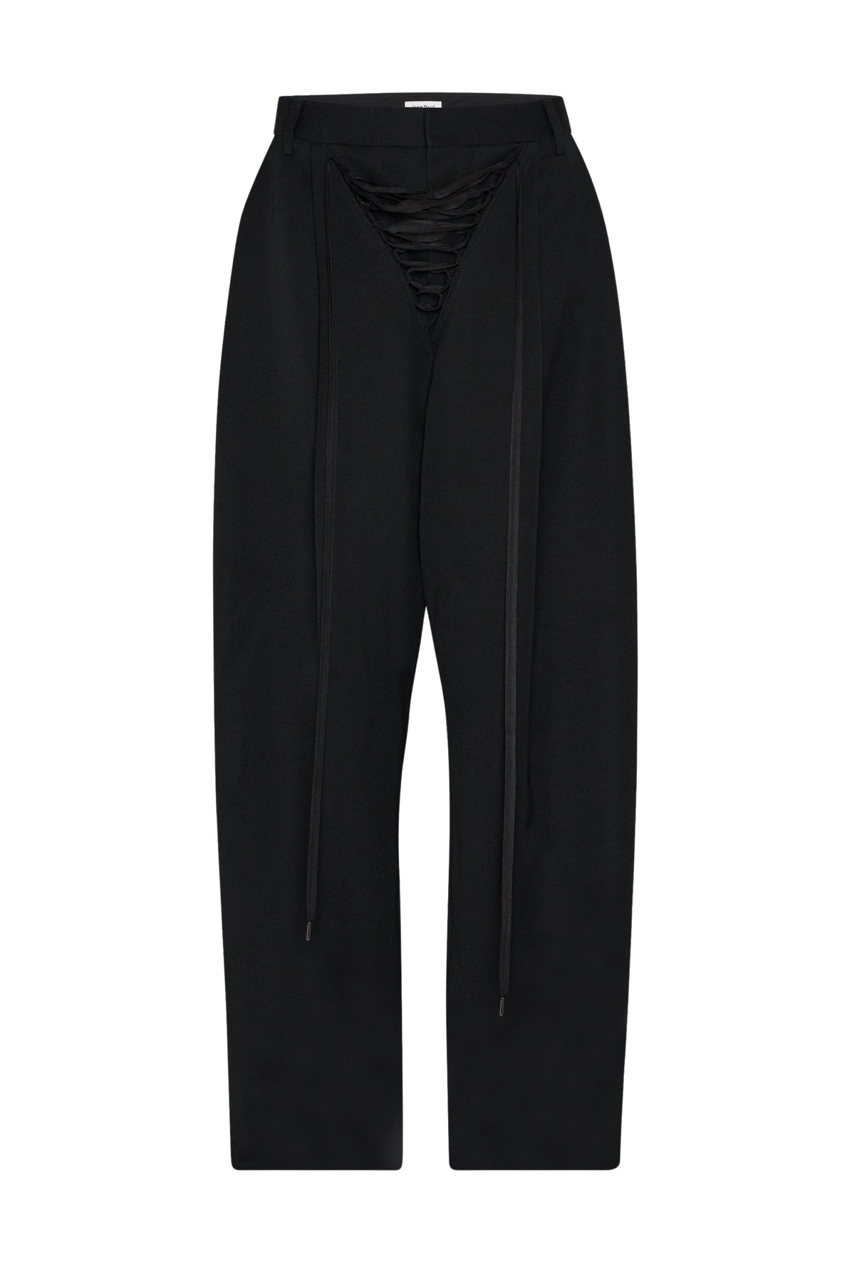 Pantalon à lacets en laine - Black