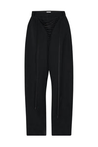 Pantalon à lacets en laine - Black