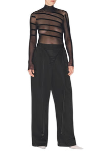 Pantalon à lacets en laine - Black