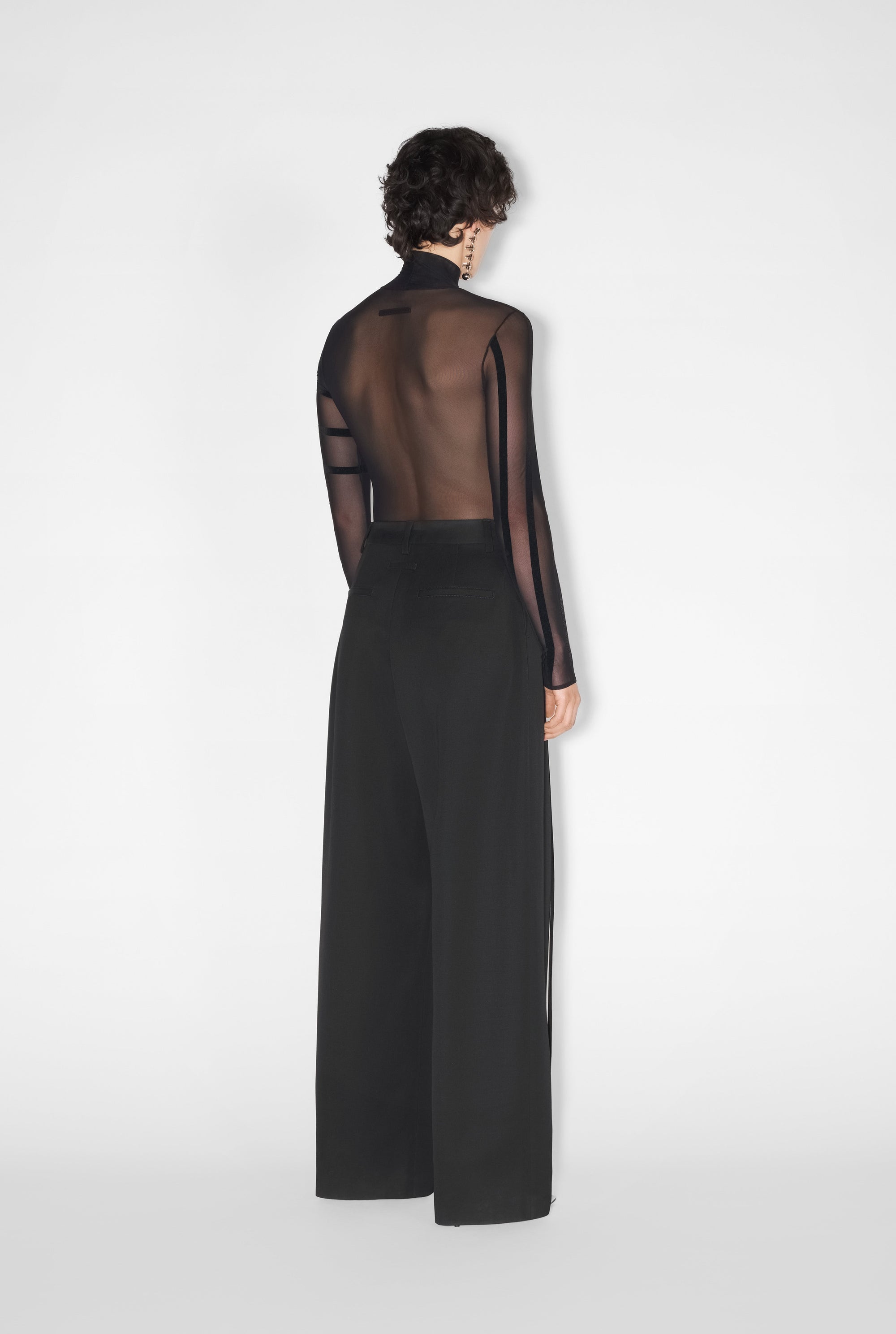 Pantalon à lacets en laine - Black
