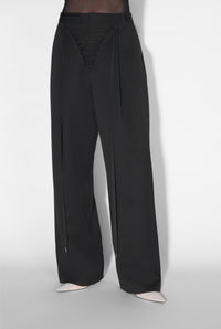 Pantalon à lacets en laine - Black