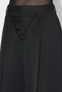 Pantalon à lacets en laine - Black