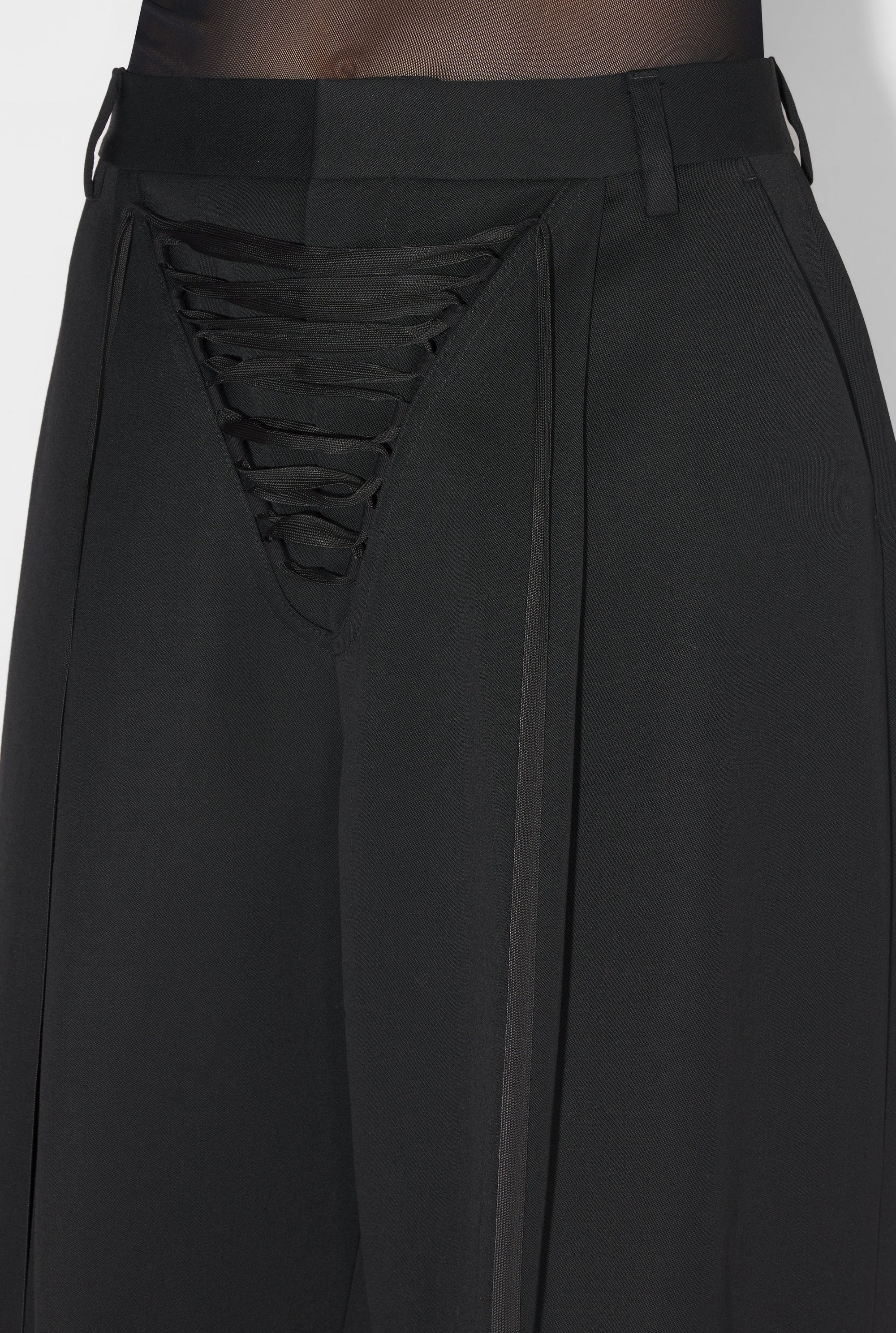 Pantalon à lacets en laine - Black