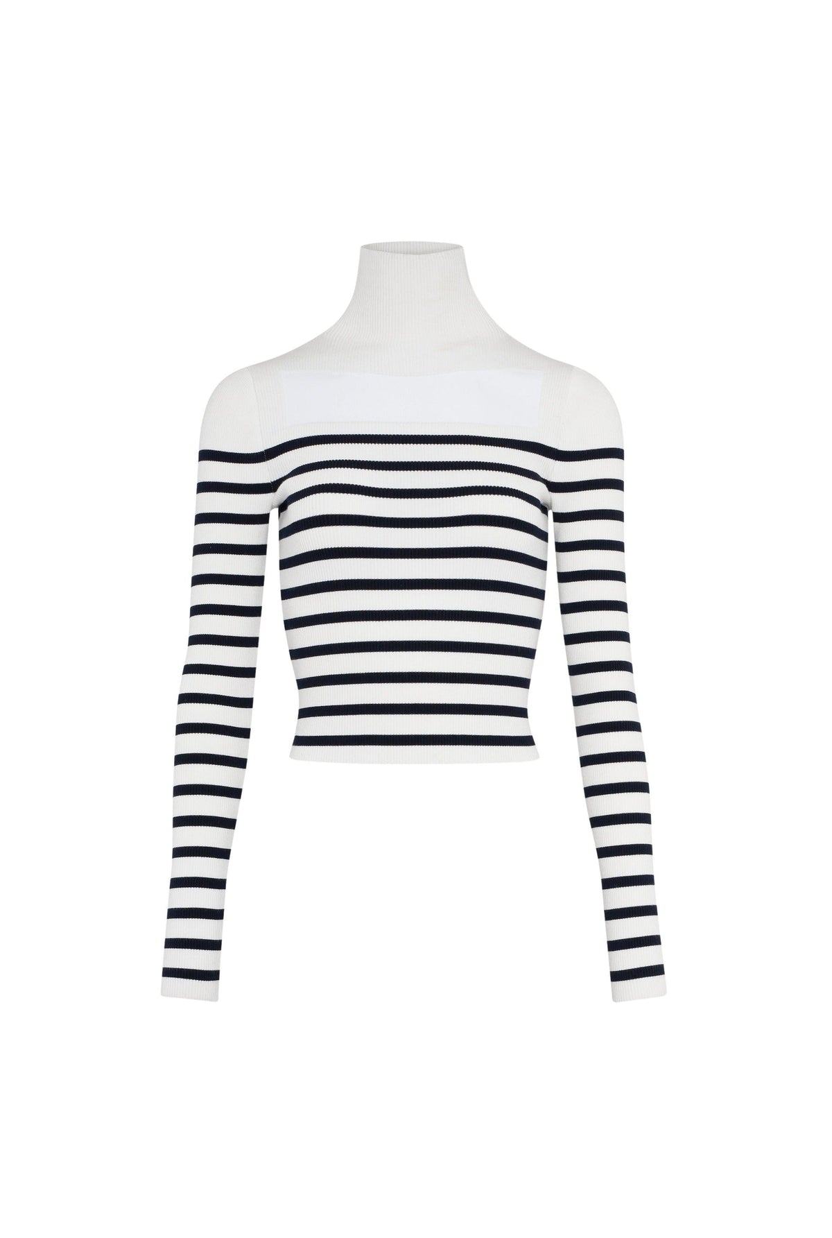 Pull marinière à col roulé - White & Navy