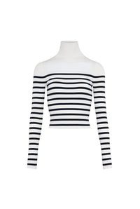 Pull marinière à col roulé - White & Navy