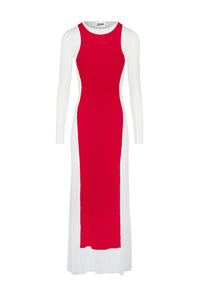 Robe longue en tulle - White & Red