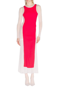 Robe longue en tulle - White & Red