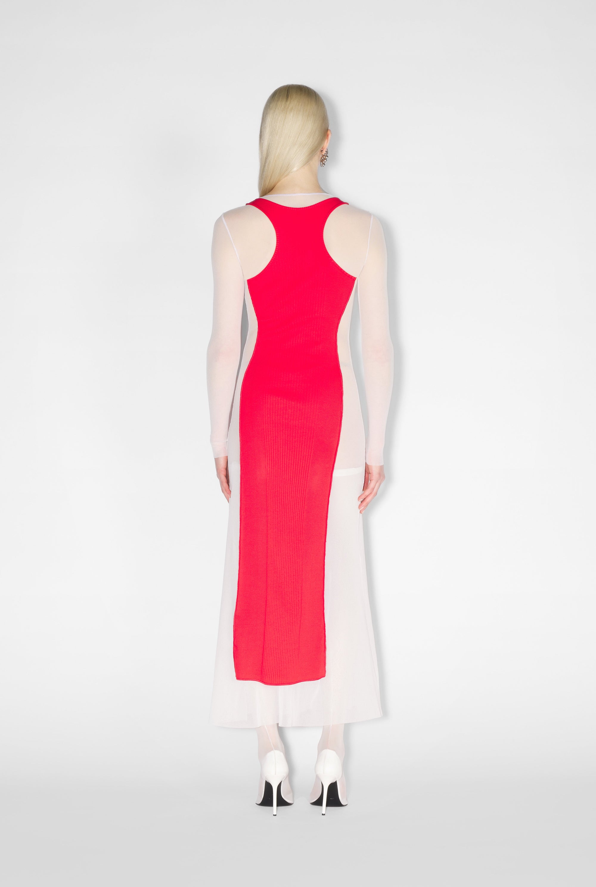 Robe longue en tulle - White & Red