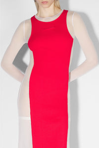 Robe longue en tulle - White & Red