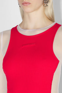 Robe longue en tulle - White & Red