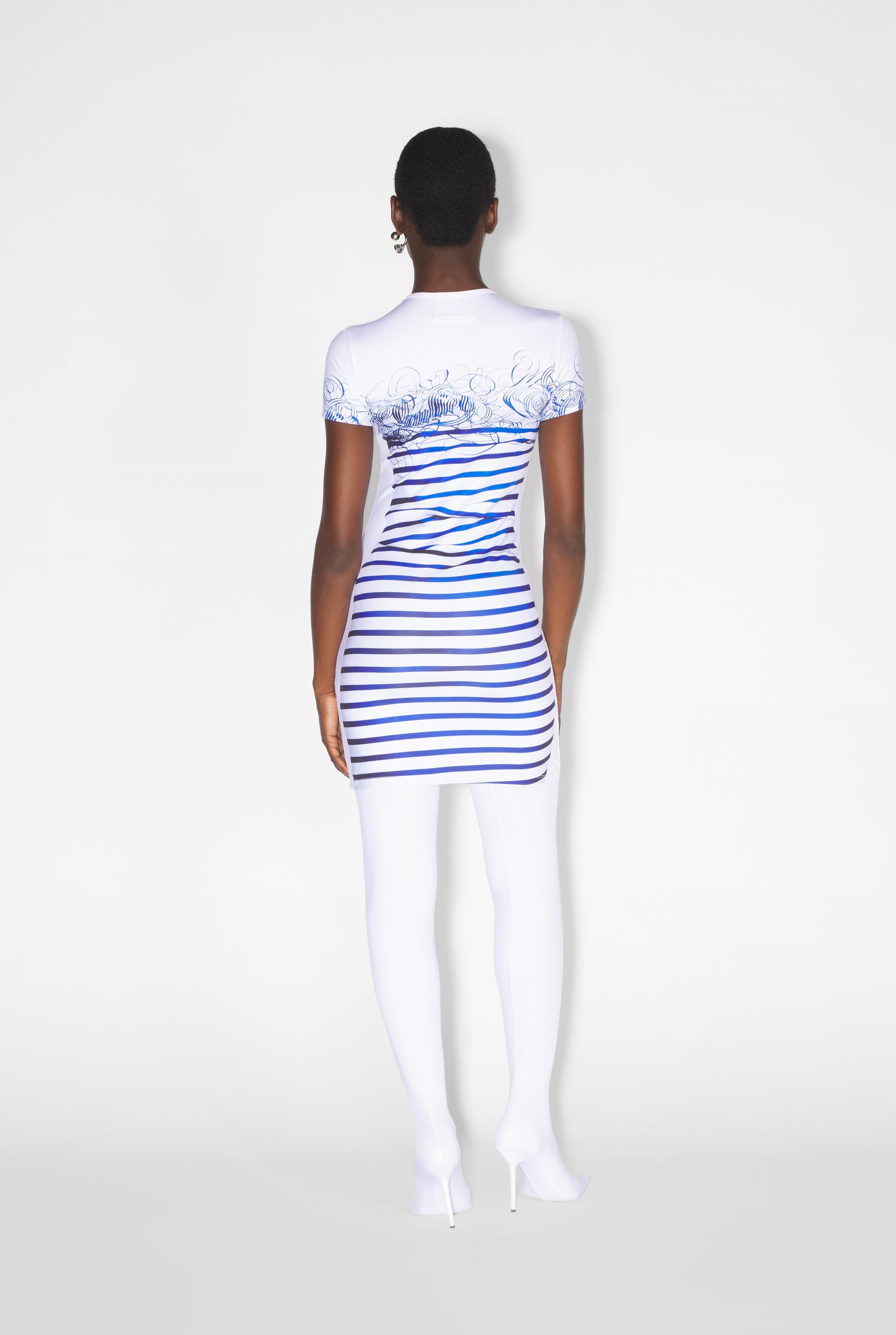 Robe marinière Calligraphie - White & Navy