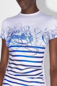 Robe marinière Calligraphie - White & Navy