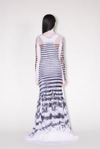 Robe longue marinière imprimée - White & Navy & Black