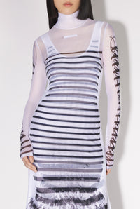 Robe longue marinière imprimée - White & Navy & Black