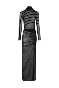Robe longue drapée en tulle - Black & Black