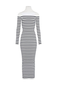 Robe marinière à manches longues - White & Navy