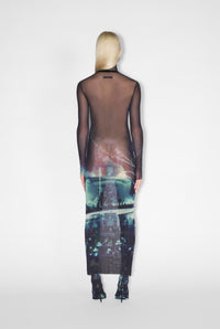 Robe longue imprimée en tulle - Navy & Lightblue