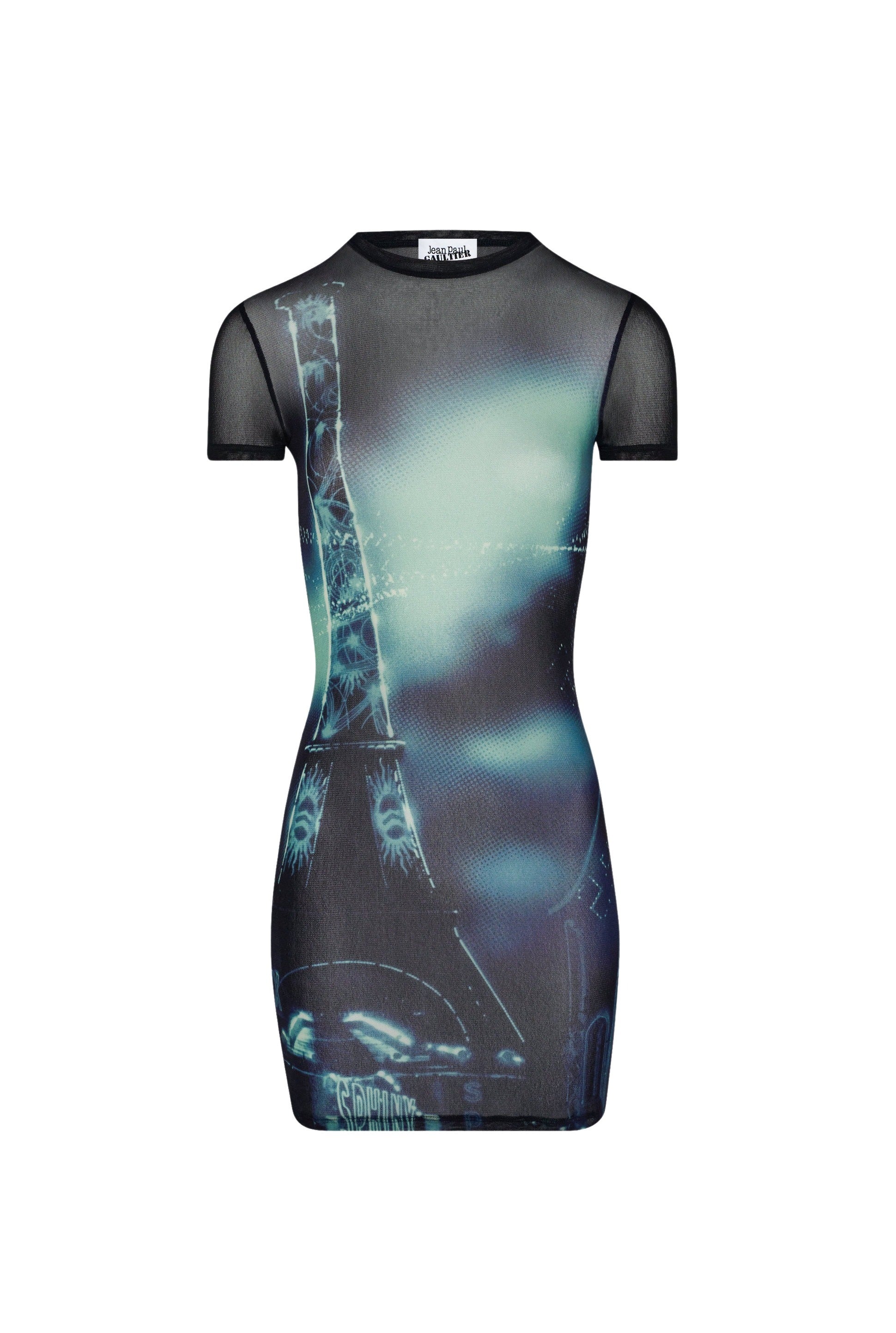 Robe courte imprimée en tulle - Navy & Lightblue