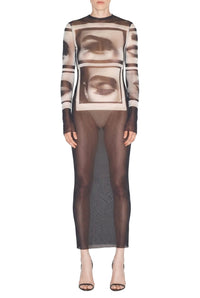 Robe longue Eyes and Lips - Black & Grey & White