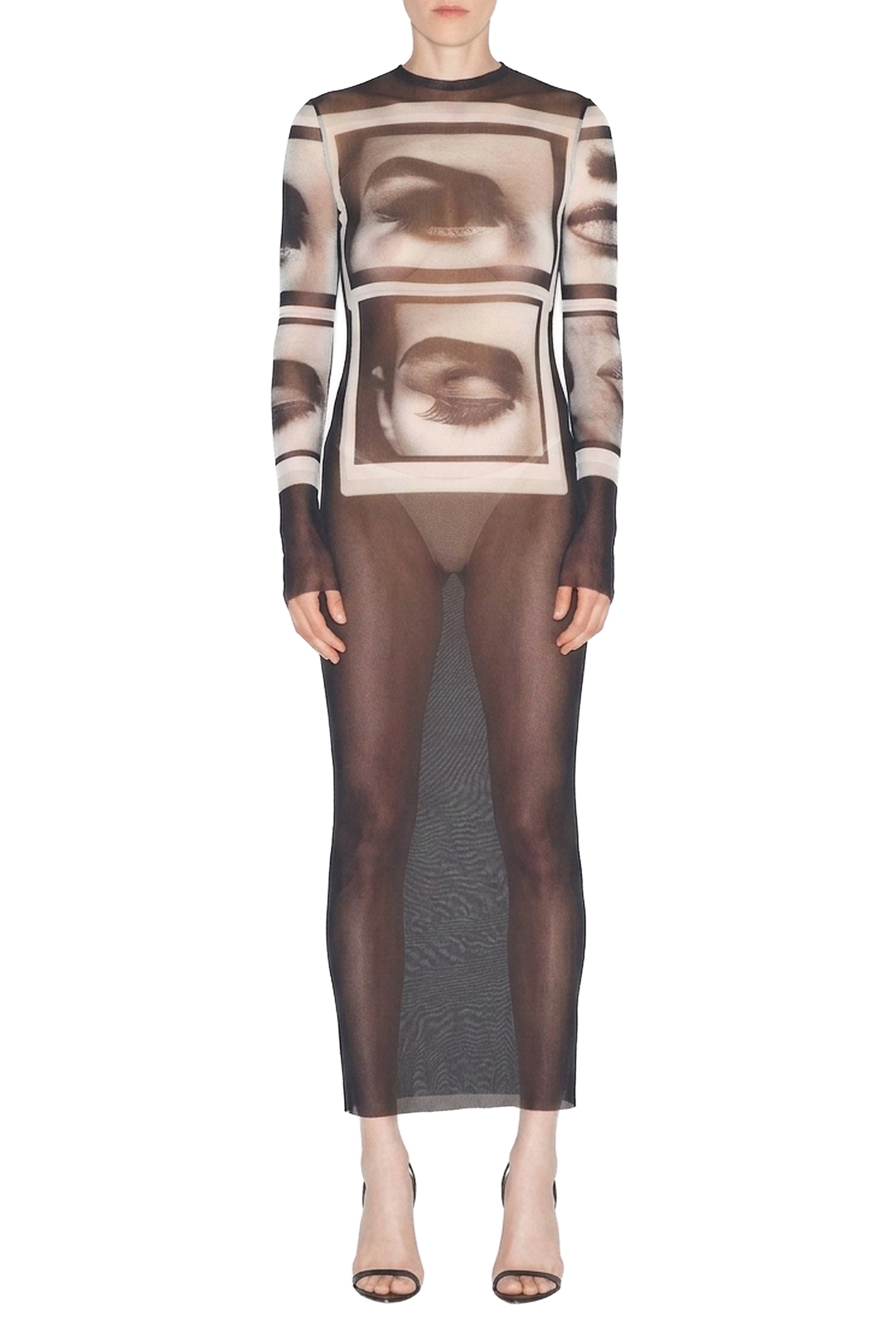Robe longue Eyes and Lips - Black & Grey & White