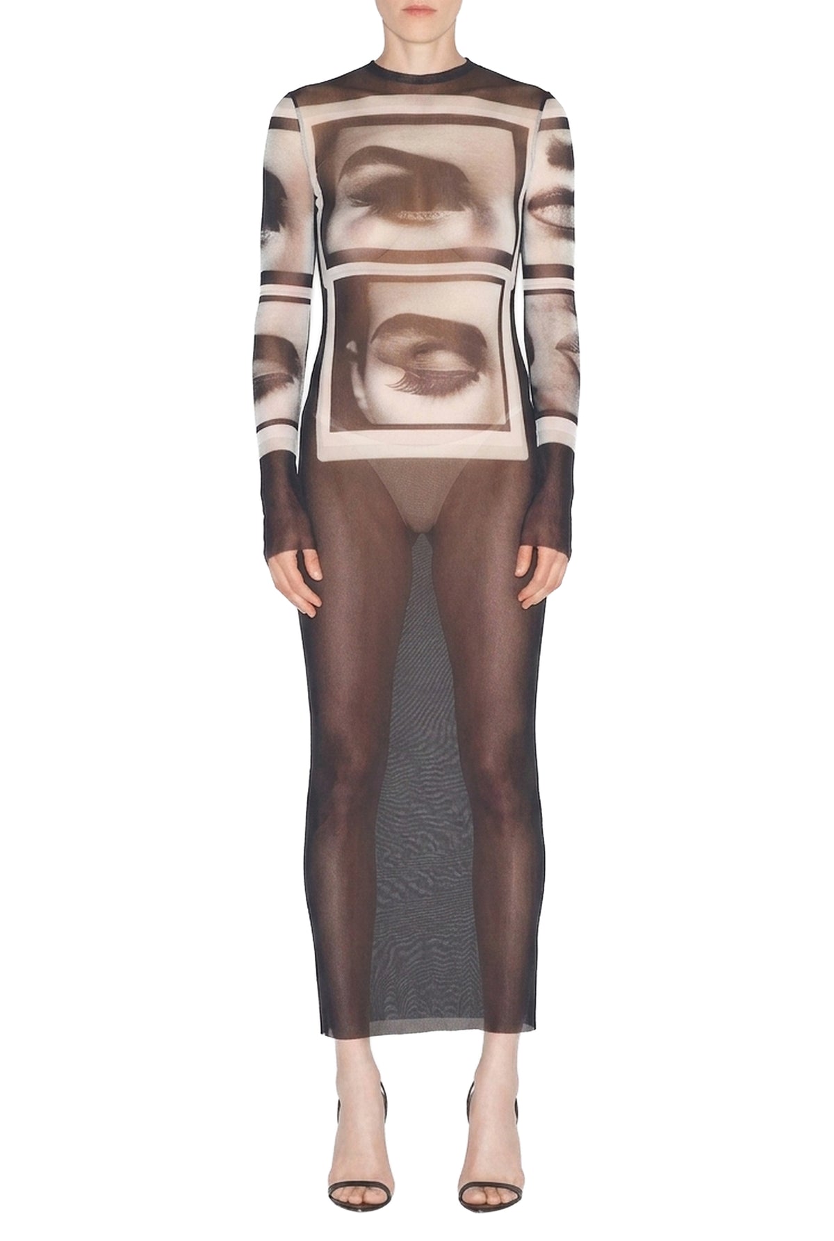 Robe longue Eyes and Lips - Black & Grey & White