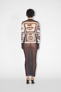 Robe longue Eyes and Lips - Black & Grey & White