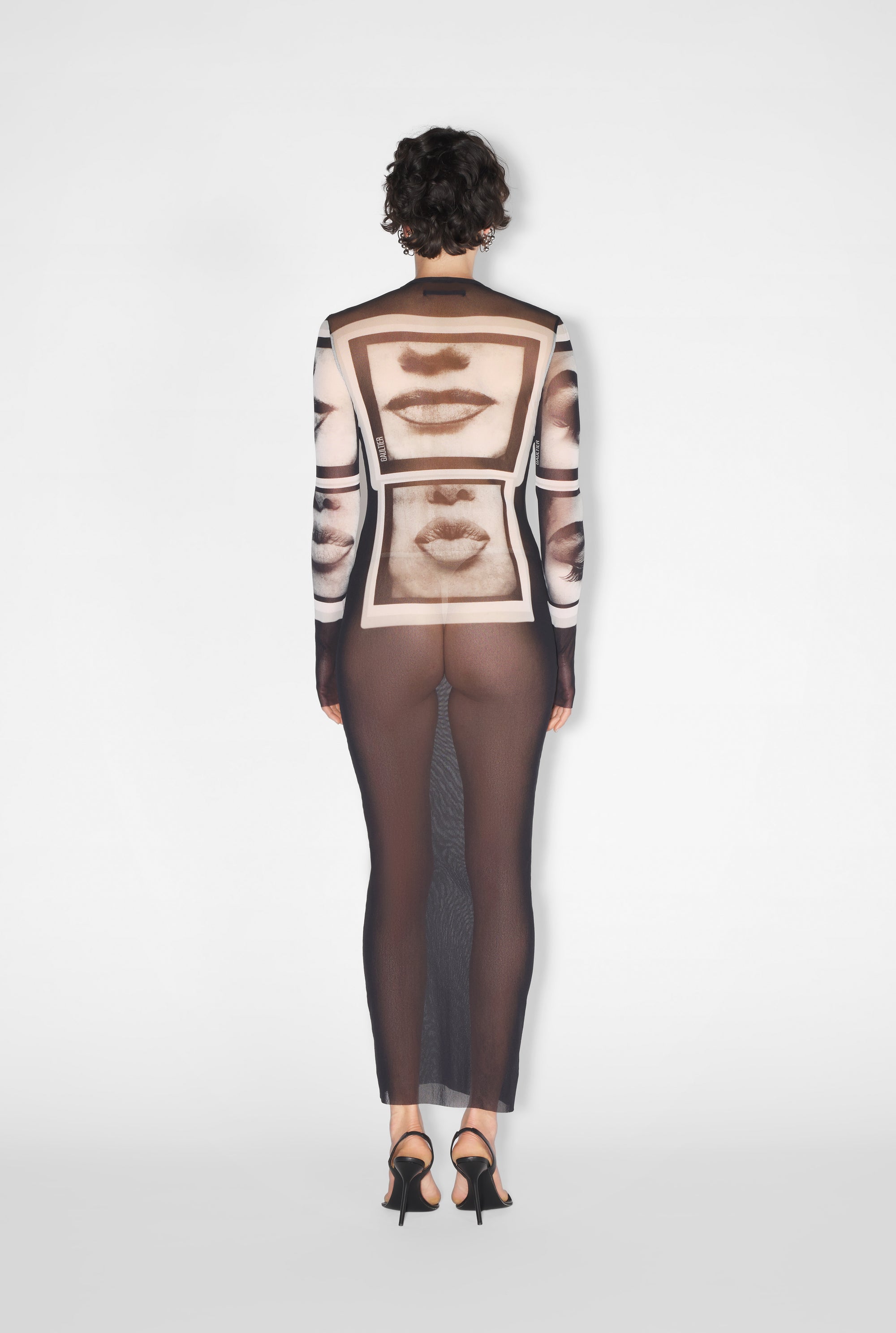 Robe longue Eyes and Lips - Black & Grey & White
