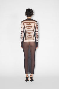 Robe longue Eyes and Lips - Black & Grey & White