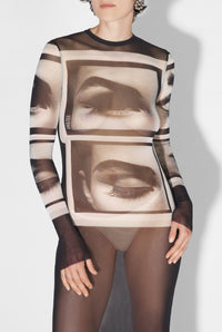 Robe longue Eyes and Lips - Black & Grey & White