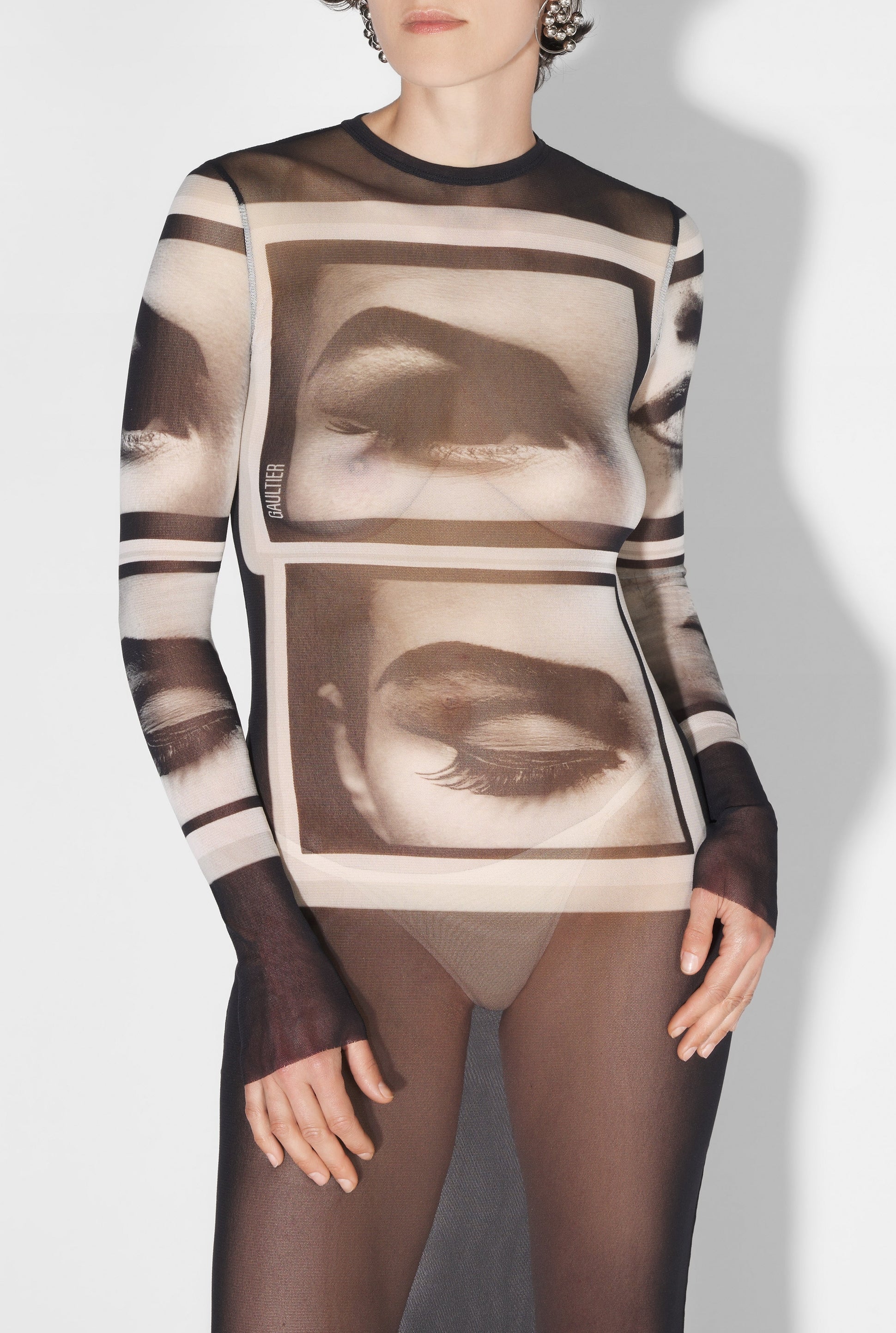 Robe longue Eyes and Lips - Black & Grey & White