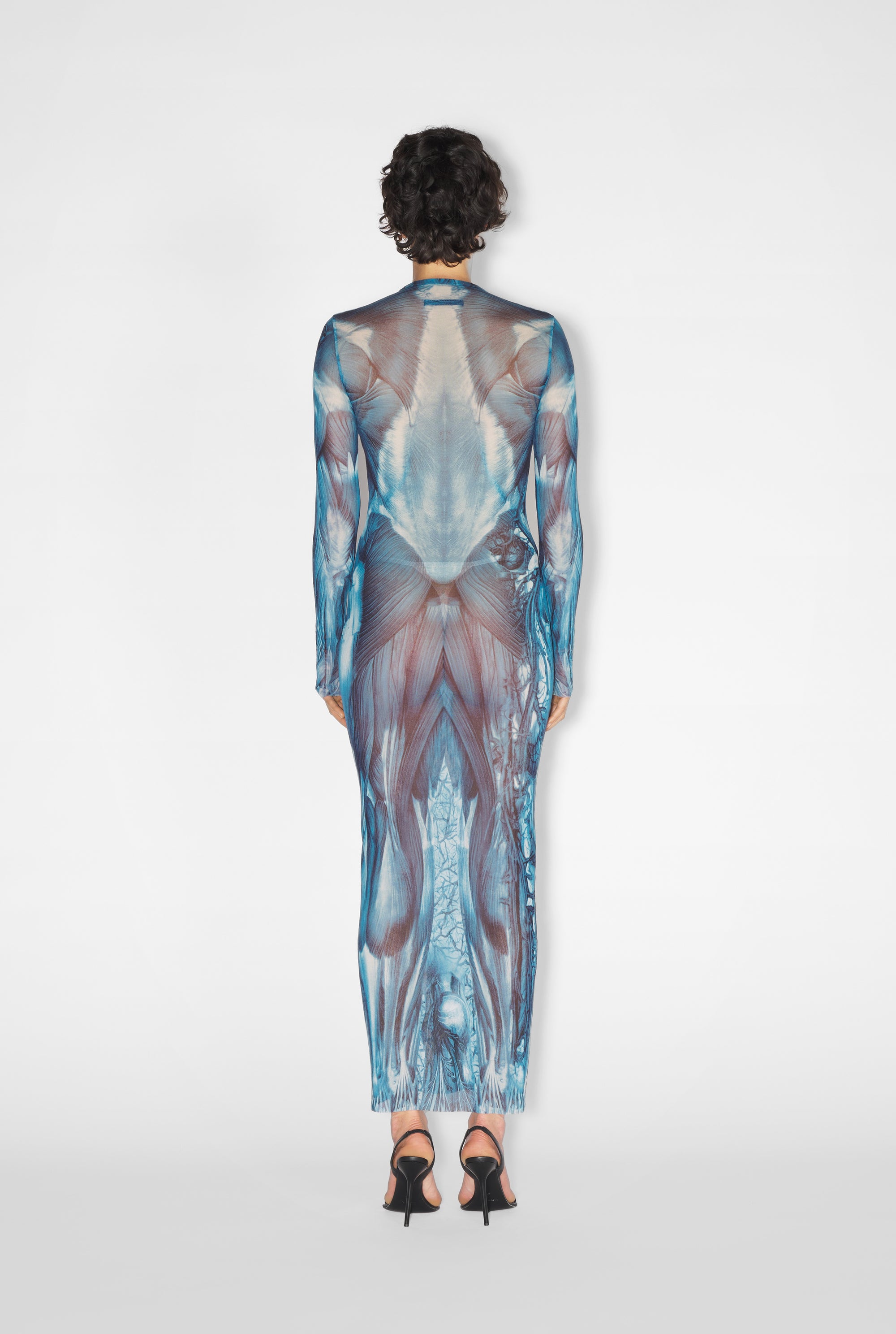 Robe longue Écorchée - Blue & Light Blue & White