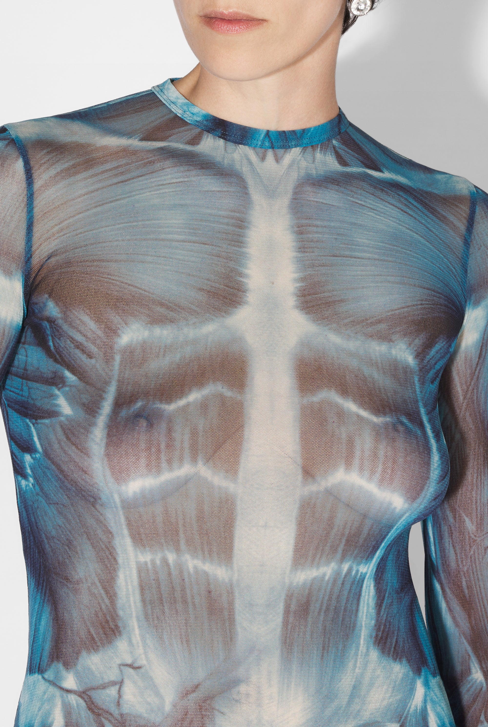 Robe longue Écorchée - Blue & Light Blue & White