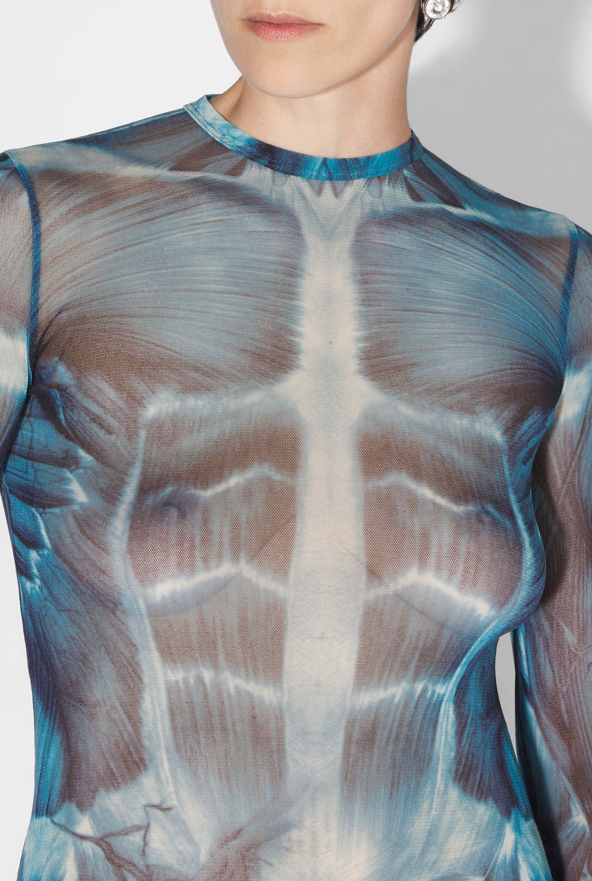 Robe longue Écorchée - Blue & Light Blue & White