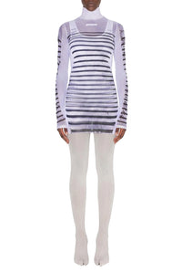 Robe courte marinière - White & Navy & Black