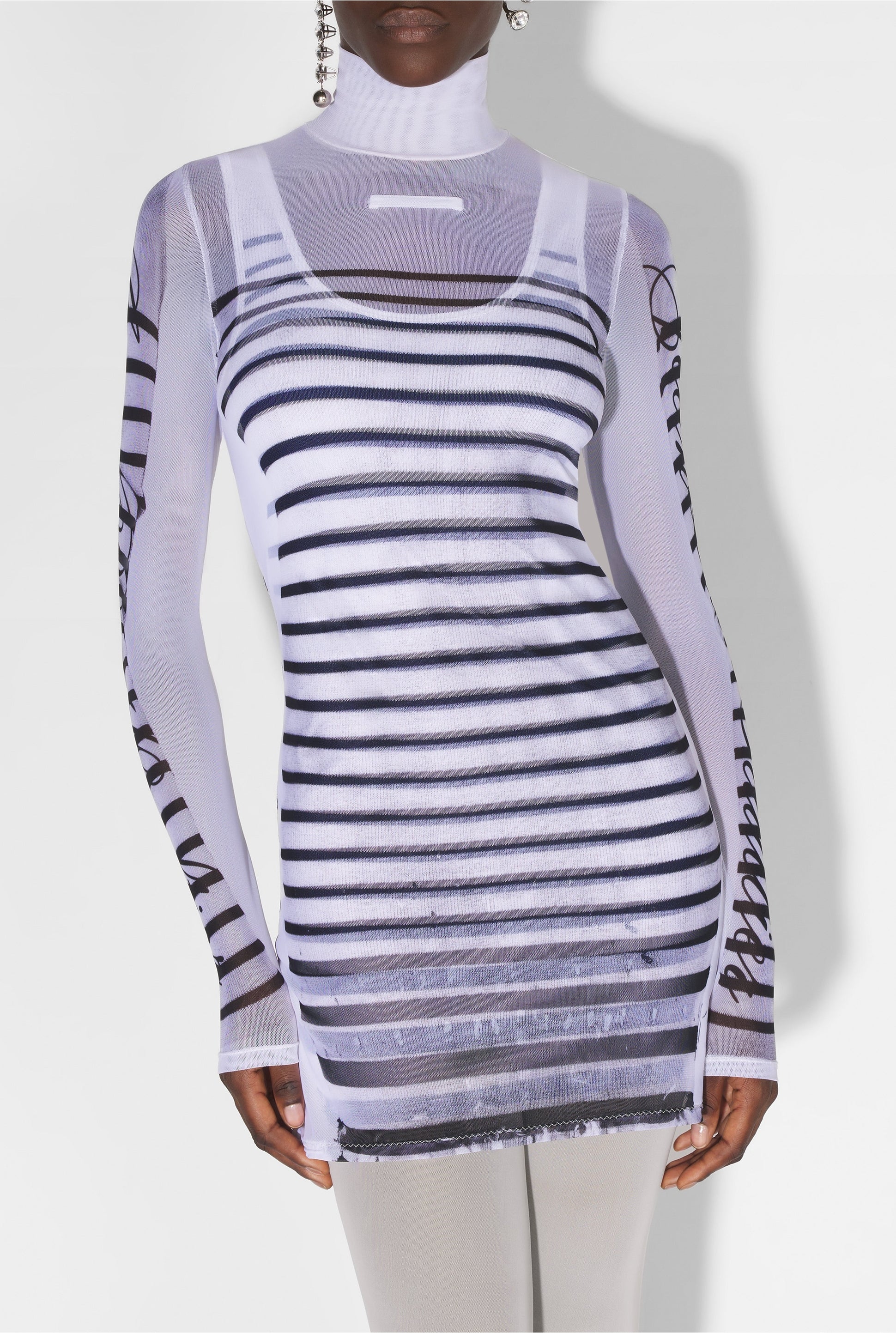 Robe courte marinière - White & Navy & Black