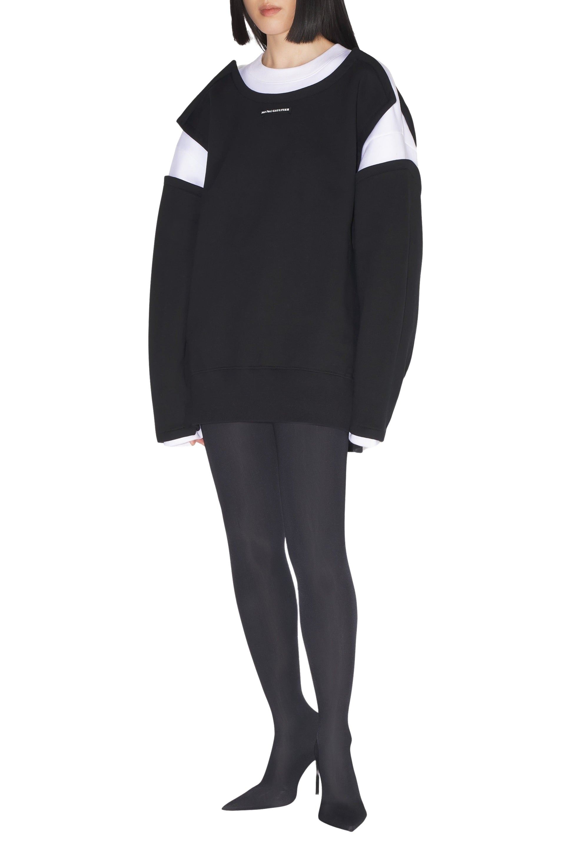 Sweatshirt avec logo en maille - White & Black