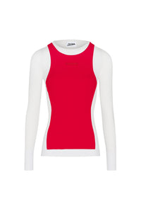 Top à manches longues en tulle - White & Red
